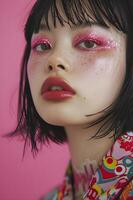 ai gerado espumante elegância Rosa brilhar harajuku beleza desencadeia moda Magia foto