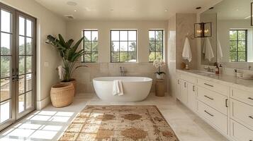 ai gerado moderno minimalista banheiro interior sulista estilo californiano. criada com generativo ai foto