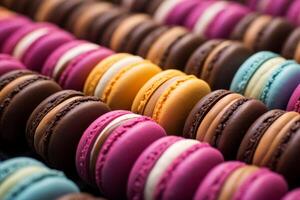 ai gerado colori macaron biscoitos fechar acima foto