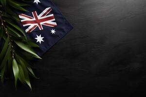 ai gerado australiano nacional bandeira com em branco espaço em Sombrio fundo foto