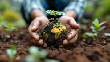 ai gerado o negócio pessoas apoiando sustentabilidade, terra dia, e crescente. bem-estar, trabalho em equipe, e Paz entre a grupo para clima mudar, futuro, e ecologia. foto