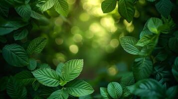 ai gerado terreno verduras e intrincado folha padrões replicar a encantador ambiente abaixo uma denso floresta marquise foto