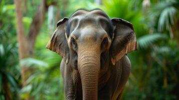 ai gerado uma lindo elefante parece às a Câmera foto