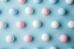 ai gerado golfe bolas dentro pastel cores queda abaixo. generativo ai foto