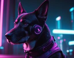 ai gerado inteligente futurista cachorro com moda e estilo. generativo ai. foto