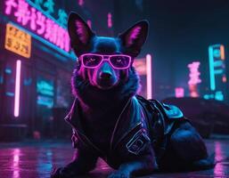 ai gerado inteligente futurista cachorro com moda e estilo. generativo ai. foto