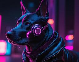 ai gerado inteligente futurista cachorro com moda e estilo. generativo ai. foto