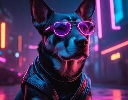 ai gerado inteligente futurista cachorro com moda e estilo. generativo ai. foto