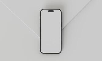 Smartphone com uma em branco tela em uma branco fundo. Smartphone brincar fechar-se isolado em branco fundo. foto