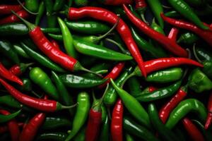 ai gerado vermelho e verde quente Pimenta pimentas. foto