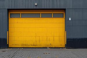 ai gerado amarelo secional garagem porta. foto