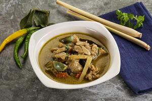 tailandês verde Curry sopa com manjericão foto