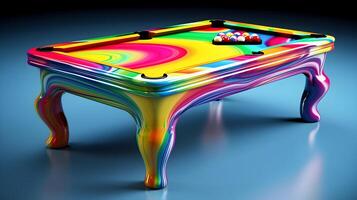 ai gerado uma colorida mundo piscina mesa e cadeira panorama Projeto cena foto