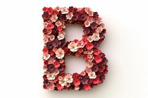 ai gerado 3d begônia flor carta b isolado em branco fundo, botânico alfabeto conceito foto