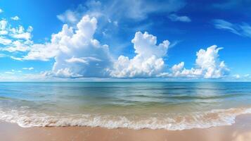 ai gerado uma lindo de praia com ondas e nuvens foto