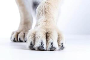 ai gerado uma fechar acima do uma cachorro patas foto