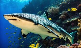 ai gerado vida dentro uma coral recife. rico cores do tropical peixe. animais do a embaixo da agua mar mundo. ecossistema. foto