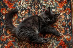 ai gerado gato em tapete, dentro a estilo do animais foto