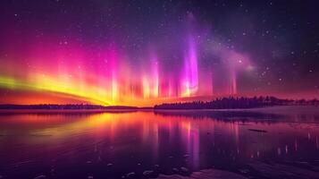 ai gerado encantador aurora boreal dançando através uma cravejado de estrelas noite céu foto