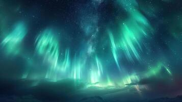 ai gerado encantador aurora boreal dançando através uma cravejado de estrelas noite céu foto