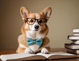 ai gerado fofa corgi cachorro professor. foto