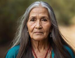 ai gerado a beleza do a natural. nativo americano. foto