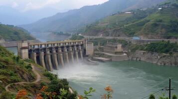 ai gerado hidro poder plantar barragem foto