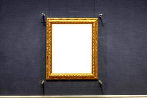 em branco Antiguidade dourado esculpido cenário quadro, Armação em parede foto