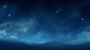 ai gerado papel de parede noite céu com estrelas e montanhas foto