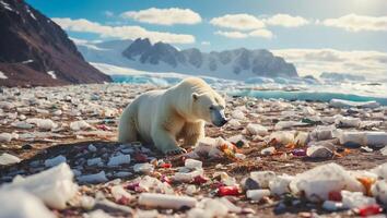 ai gerado polar Urso dentro a norte, lixo foto