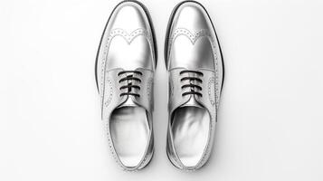 ai gerado prata brogues sapatos isolado em branco fundo com cópia de espaço para propaganda foto