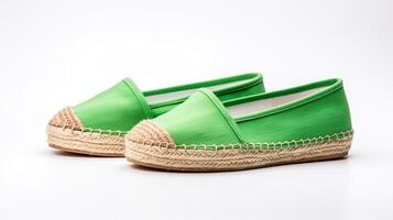 ai gerado verde alpargatas sapatos isolado em branco fundo com cópia de espaço para anúncio. generativo ai foto