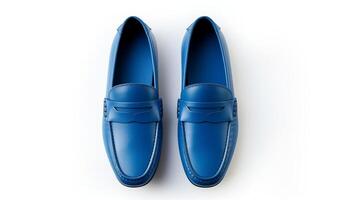 ai gerado azul mocassins sapatos isolado em branco fundo com cópia de espaço para anúncio. generativo ai foto