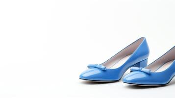 ai gerado azul Maria Janes sapatos isolado em branco fundo com cópia de espaço para anúncio. generativo ai foto
