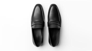 ai gerado Preto mocassins sapatos isolado em branco fundo com cópia de espaço para anúncio. generativo ai foto