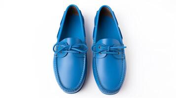 ai gerado azul mocassins sapatos isolado em branco fundo com cópia de espaço para anúncio. generativo ai foto