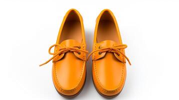 ai gerado laranja mocassins sapatos isolado em branco fundo com cópia de espaço para anúncio. generativo ai foto