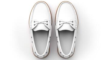 ai gerado branco mocassins sapatos isolado em branco fundo com cópia de espaço para anúncio. generativo ai foto