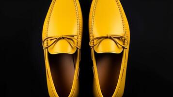 ai gerado amarelo mocassins sapatos isolado em branco fundo com cópia de espaço para anúncio. generativo ai foto