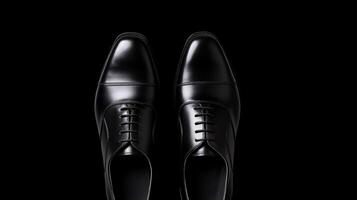 ai gerado Preto Oxfords sapatos isolado em branco fundo com cópia de espaço para anúncio. generativo ai foto