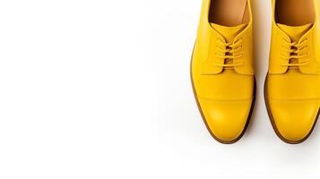 ai gerado amarelo Oxfords sapatos isolado em branco fundo com cópia de espaço para anúncio. generativo ai foto