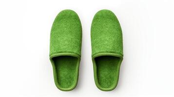 ai gerado verde chinelos sapatos isolado em branco fundo com cópia de espaço para anúncio. generativo ai foto