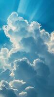 ai gerado dramático paisagem de nuvens, dinâmico nuvem formação dentro a céu com ondulante nuvens, fundo imagem, generativo ai foto