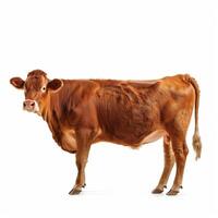 ai gerado cheio corpo vermelho vaca isolado em branco fundo. foto