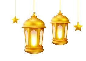 3d luminária elemento ícone islâmico luminária dentro Ramadã e eid Mubarak evento foto