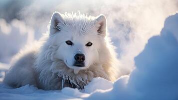 ai gerado neve cachorro frio ai gerado foto