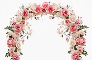 ai gerado Casamento flor arco em branco fundo foto
