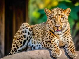 ai gerado fechar acima do uma leopardo foto