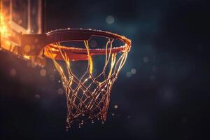 ai gerado uma basquetebol aro com uma internet dentro a Sombrio foto