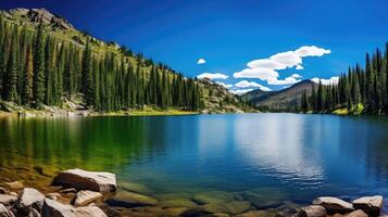 ai gerado natureza Urso lago Colorado ai gerado foto